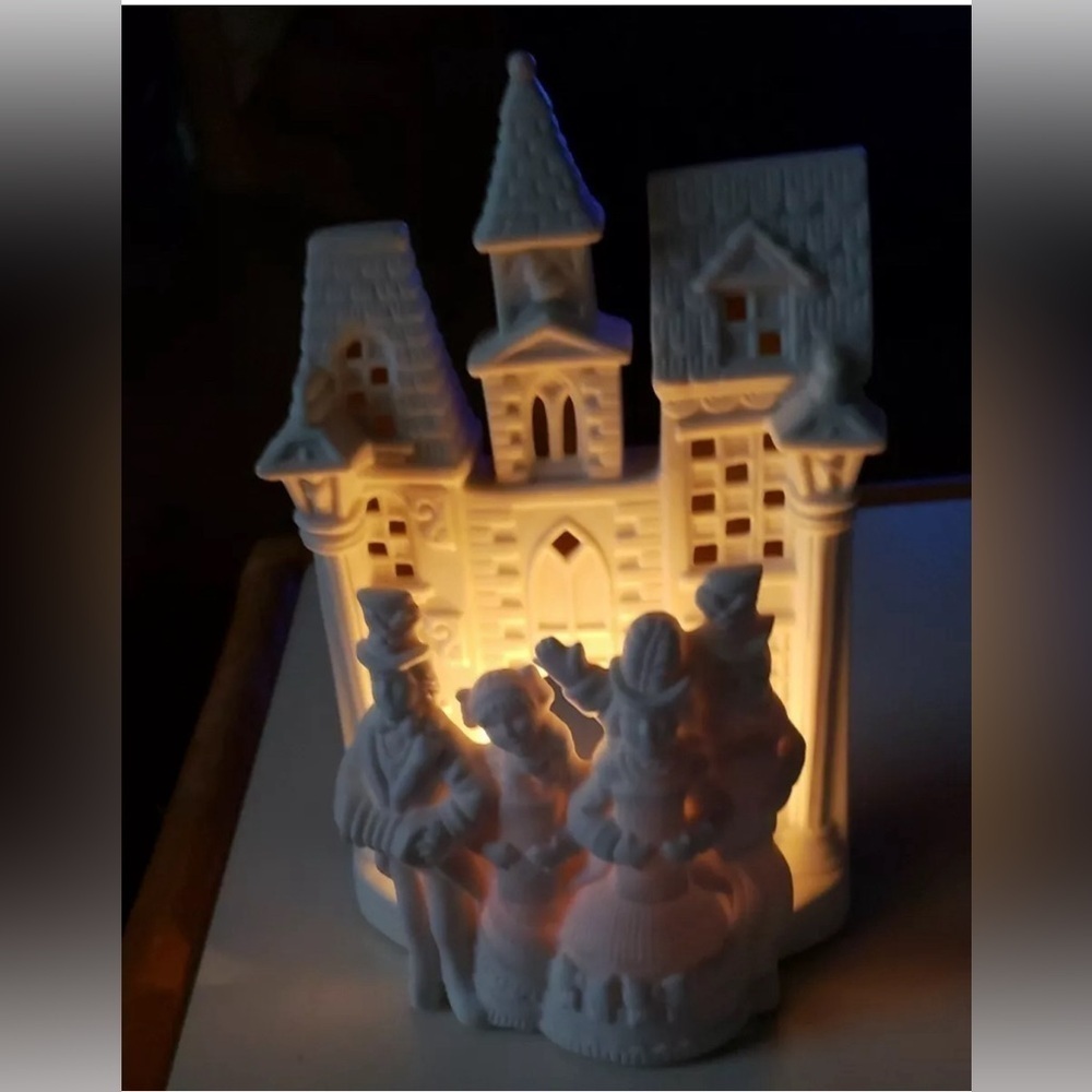 PartyLite Village Carolers Tealight Candle Holder Bisque Porcelain PO204 - Picture 11 of 13